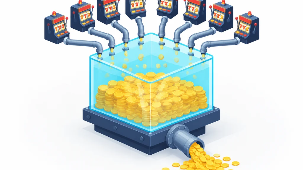 A jackpot pool shown as a shared tank fed by many small wagers